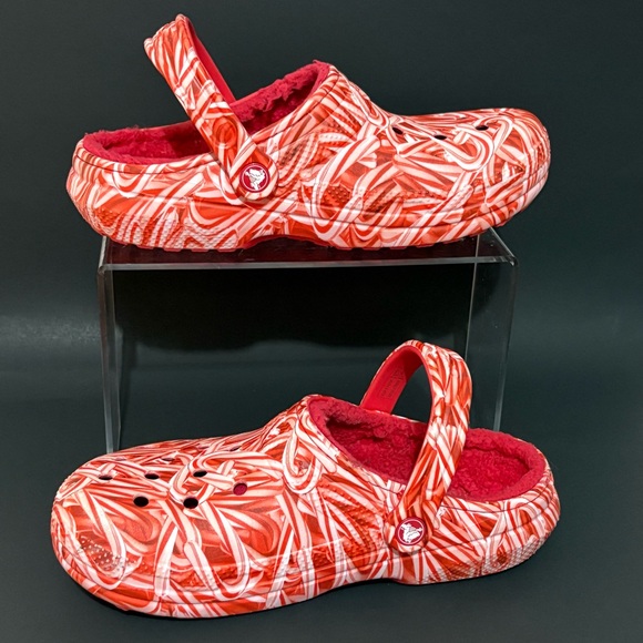Crocs Unisex Orange White Marbled Clog Women's 9 Mens 7 Tie Dye Faux Fur - Picture 1 of 15